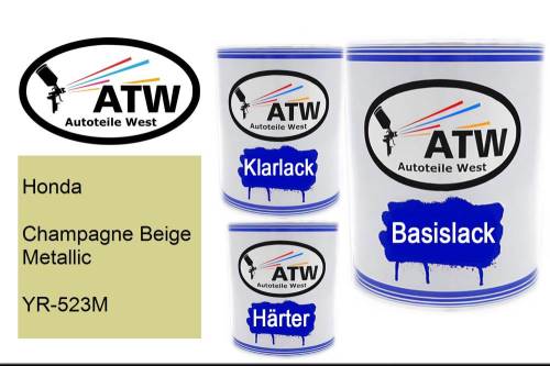 Honda, Champagne Beige Metallic, YR-523M: 1L Lackdose + 1L Klarlack + 500ml Härter - Set, von ATW Autoteile West.